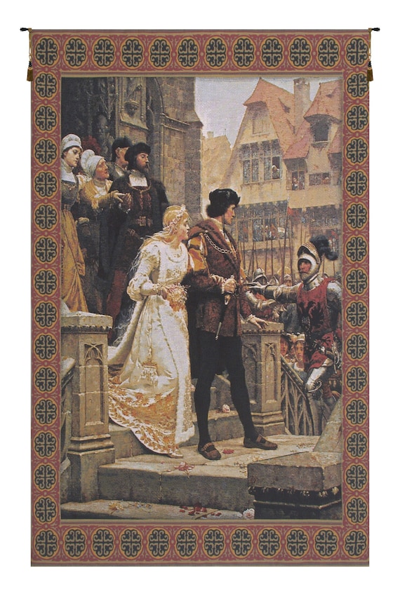 Medieval Jacquard Wall Tapestry: "God Speed" Fine Art Decor (54x38 inch)