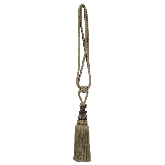 Sage Belgian Wall Tapestry Tassels: Hand-Woven Cotton Blend, 30" Long - Pair