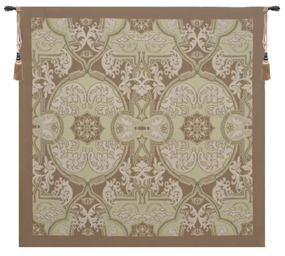 Belgian Medallion Square European Jacquard Wall Tapestry - Woven Decorative Art Hanging - Unique Home Decor