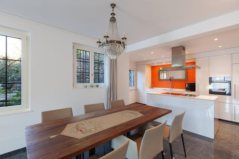 Aubusson Floral Table Runner: French Jacquard Woven Wool (71x14 inch image 9