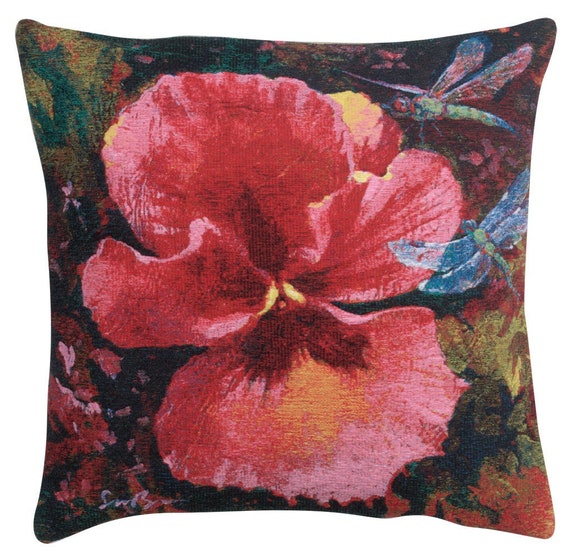 Simon Bull Floral Tapestry Cushion Cover: Belgian Woven Throw Pillow (21x21 inch)