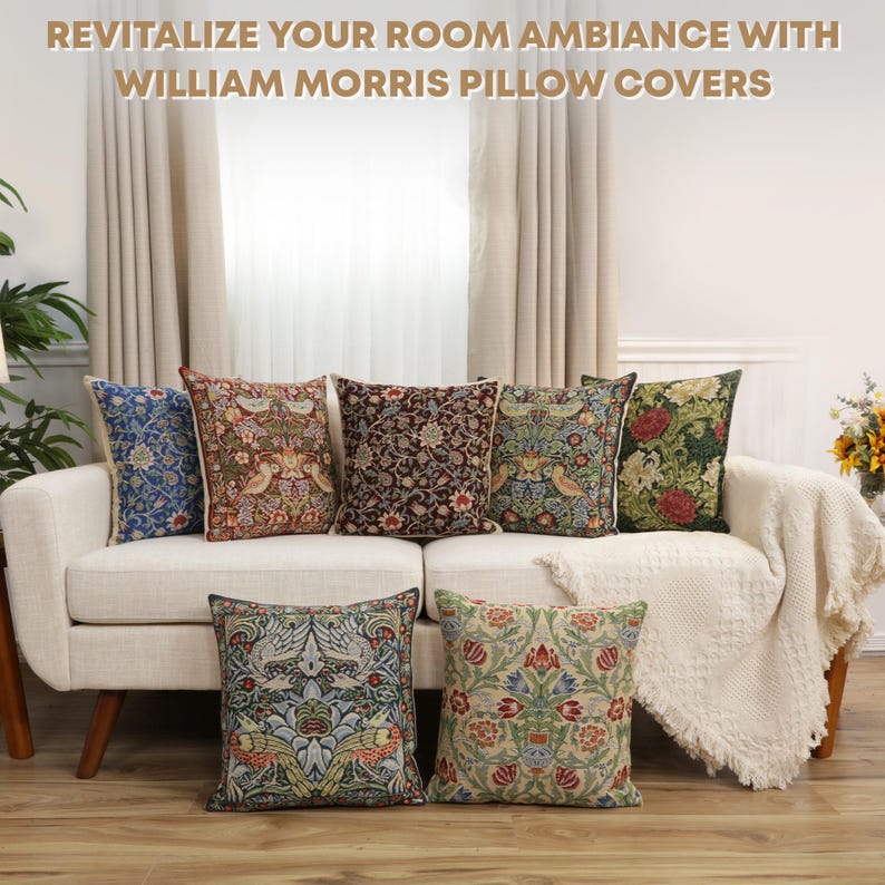 William Morris Tapestry Pillow Cover: Peacock and Dragon Woven Cushion (16x16) image 8