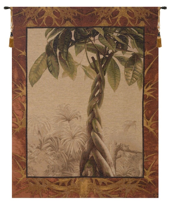 Le Ficus Tree Tapestry: French Jacquard Woven Wall Hanging