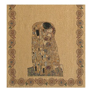 Gustav Klimt The Kiss Tapestry Table Runner Jacquard Woven Fine Art Dining Decor 53x26 Inch