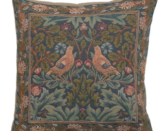 Brother Bird French Tapestry Pillow Cover 19x19 - William Morris Art Cushion Cover - Gobelin Sofa Throw Pillow Case