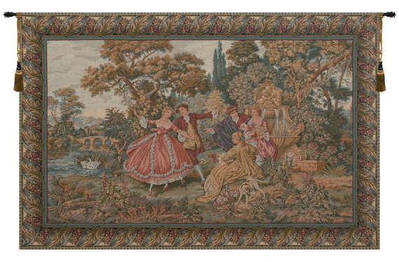Minuetto Tapestry: Italian Jacquard Woven Wall Art - Rococo Style