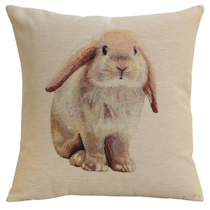 Bunny Tapestry Cushion Cover 18x18 inch – Square Woven Decorative Throw Pillow Case – Animal Art Sofa Pillow Cover for Couch