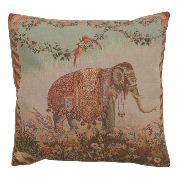 Elephant I Tapestry Throw Pillow Case | 19x19 inch Decorative Cushion Cover | Woven French Sofa Cushion Cover | Animal Lover Pillow Cover