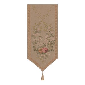 Aubusson Floral Table Runner: French Jacquard Woven Wool (71x14 inch image 1