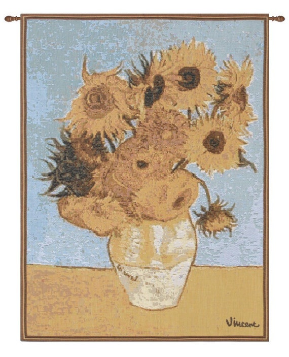 Van Gogh Sunflowers Tapestry: French Woven Floral Wall Art