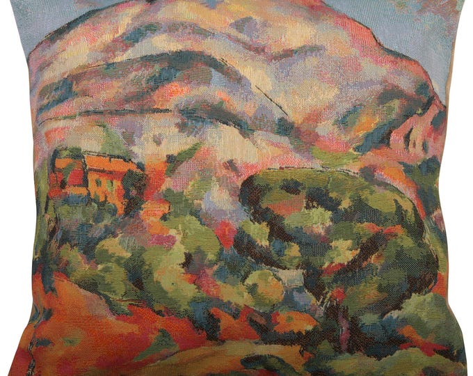 Mont Sainte Victoire Pillow Cover: Belgian Woven Tapestry Cushion (18x18 Inch)