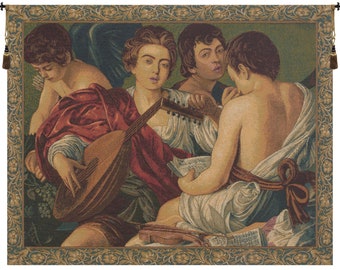 The Musician Wall Tapestry Concerto Caravaggio Wall Art, Italian Bedroom Wall Decor, Jacquard Woven Wall Hanging Tapestry Gift For Him/Her