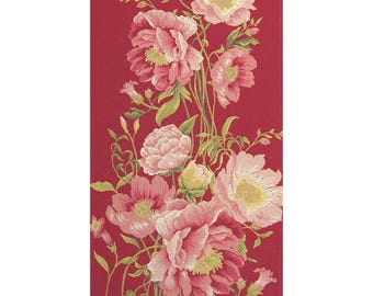 Pink Peonies French Table Runner: Elegant Jacquard Woven Cotton (71x19 inch)