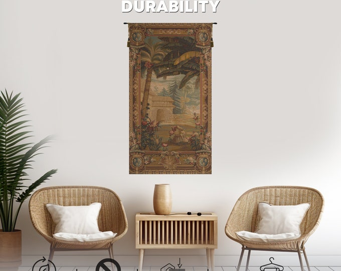 French Woven Jacquard Wall Tapestry: La Recolte des Ananas - Tree of Life