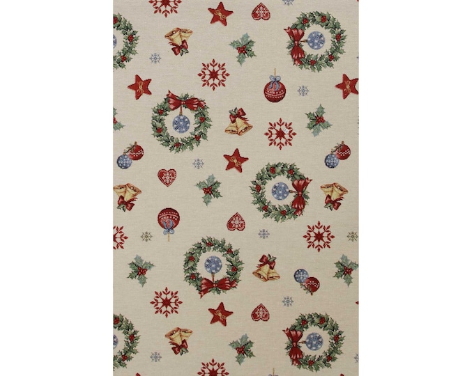 Holiday Wreath Table Runner - Elegant Christmas Dining Decor, 17x53"