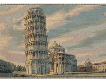 Torre di Pisa European Wall Tapestry - Famous Place Wall Decor Art - Woven Italian Wall Tapestry - Tower Jacquard Wall Hanging