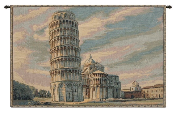 Leaning Tower of Pisa Tapestry: Italian Jacquard Woven Wall Art