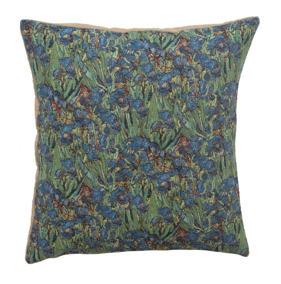 Van Gogh Iris Tapestry Cushion Cover: Floral Throw Pillow (18x18 inch)