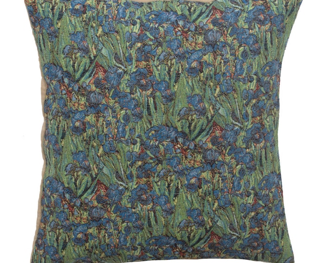 Van Gogh Iris Tapestry Cushion Cover: Floral Throw Pillow (18x18 inch)