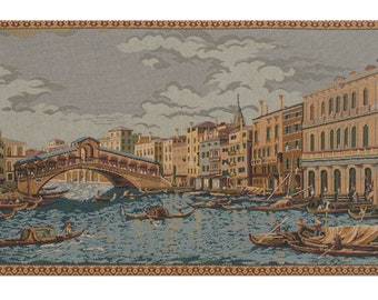 Grand Canal II European Wall Tapestry - Historical Famous Place Wall Art - Woven Italian Wall Tapestry - Castle Decorative Wall Hanging