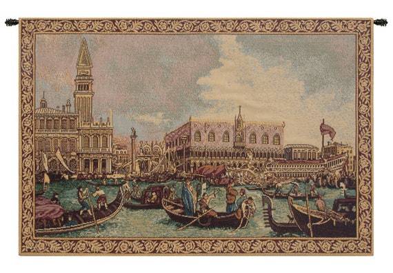 Italian Bucintoro II Wall Tapestry: Woven Coastal Art (13x20 inch)