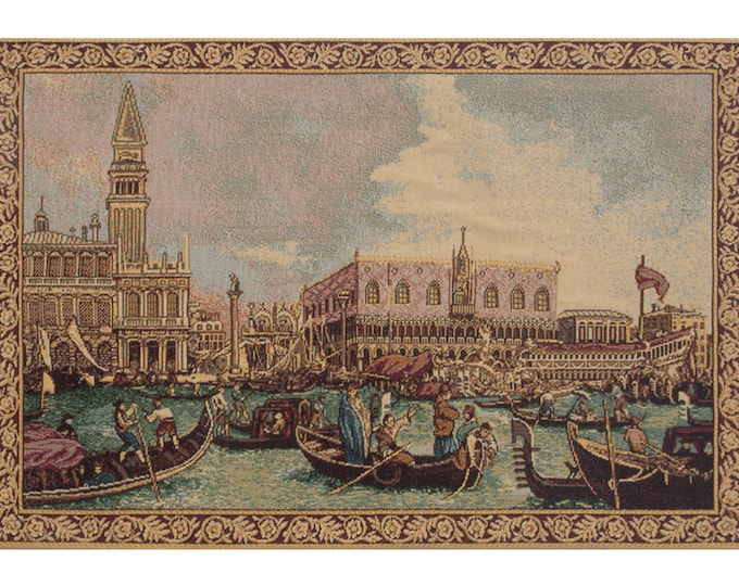 Italian Bucintoro II Wall Tapestry: Woven Coastal Art (13x20 inch)