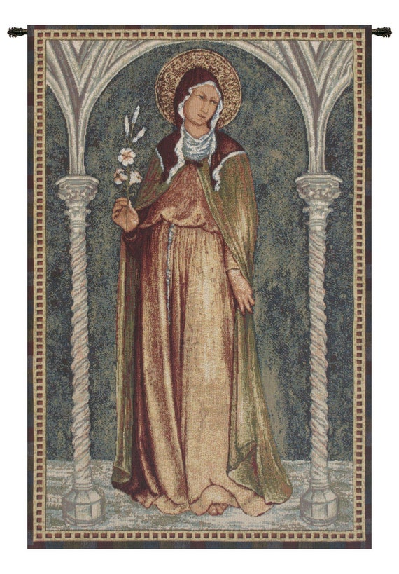 Saint Clare Tapestry: Italian Woven Christian Wall Decor (25x17 inch)