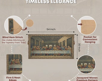 Jacquard Wall Tapestry Last Supper Living Room Wall Art, Italian Wall Hangings Tapestry, Christmas Religious Wall Decor Gift For Him