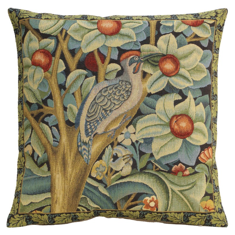 BelgianWallTapestry William Morris Woodpecker Throw Pillow Cover - Thumbnail 2