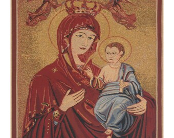 Madonna and Child II European Wall Tapestry Hangings – Woven Religious Wall Art – Belgian Jacquard Decorative Wall Hanging