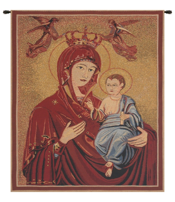 Madonna and Child Belgian Tapestry: Woven Religious Wall Art