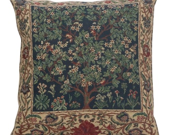 William Morris Tree of Life Floral Pillow Cover 16x16 inch inch – Gobelin Cushion Covers – Elegant Decorative Throw Pillow Case
