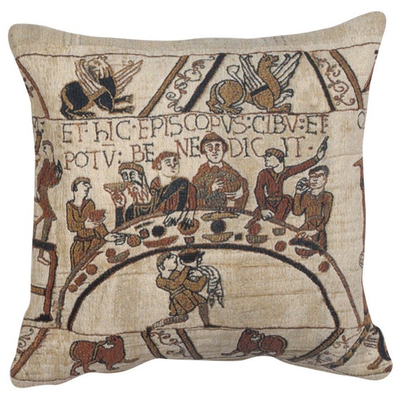 Bayeux Tapestry Cushion Cover: Belgian Woven Cotton Pillow Case (17x17 Inch)