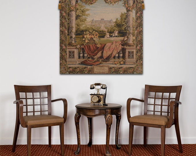Elegant French Chateau Jacquard Tapestry: Large Medieval Floral Wall Hanging for European-Inspired Decor