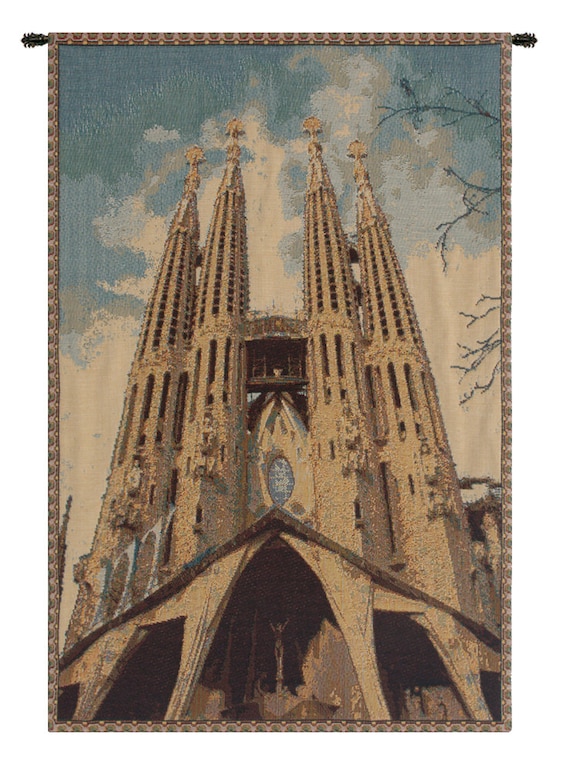 Sagrada Familia Tapestry: Italian Woven Wall Hanging (19x12 inch)