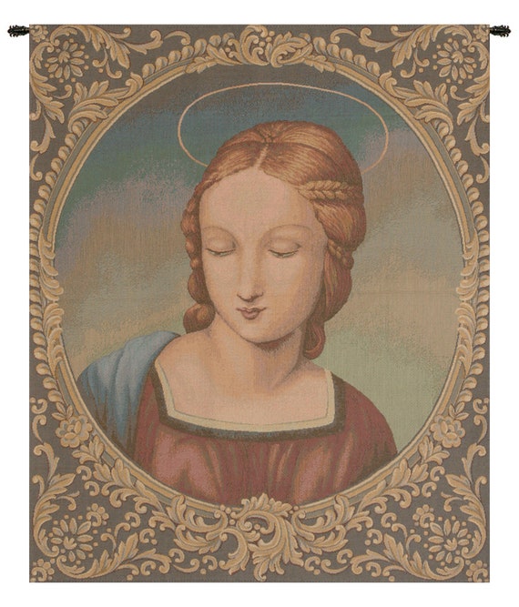 Madonna del Cardellino Tapestry: Italian Renaissance Woven Wall Art (22x18 inch)