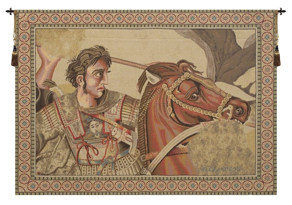 Alexander The Great European Wall Decorative Tapestry - Medieval Wall Hanging - Jacquard Woven Belgian Wall Tapestry - Italian Wall Decor