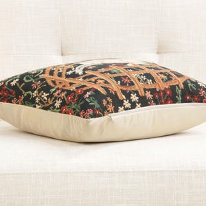 Belgian Woven Unicorn Millefleurs Tapestry Pillow Cover 16x16 Inch - Fantasy Home Decor Cushion Gift image 4