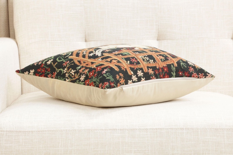 Belgian Woven Unicorn Millefleurs Tapestry Pillow Cover 16x16 Inch - Fantasy Home Decor Cushion Gift image 4