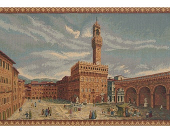 Palazzo Vecchio Firenze European Wall Tapestry - Town Hall Wall Decor Art - Woven Italian Wall Tapestry - Castle Jacquard Wall Hanging