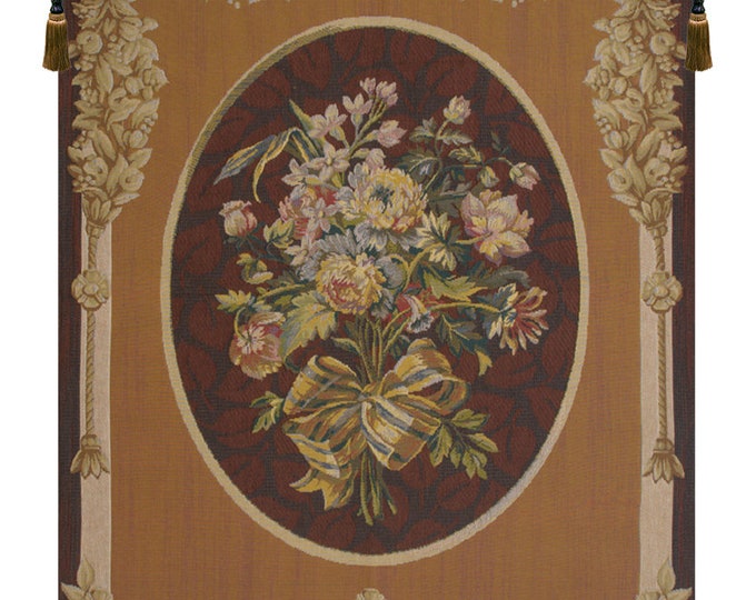 Floral Jacquard Wall Tapestry: European Woven Art (58x43 inch)