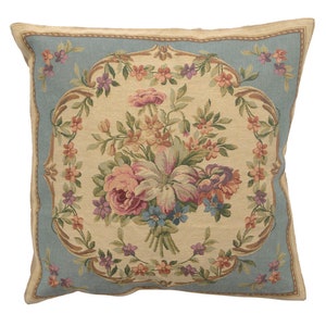 Vintage Floral Tapestry Pillow Covers - Belgian Woven Cushions 18x18 inch - French Decor Gift