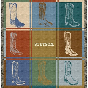 Stetson Cowboy Boots Tapestry Throw - North American Made (52x68 inch)