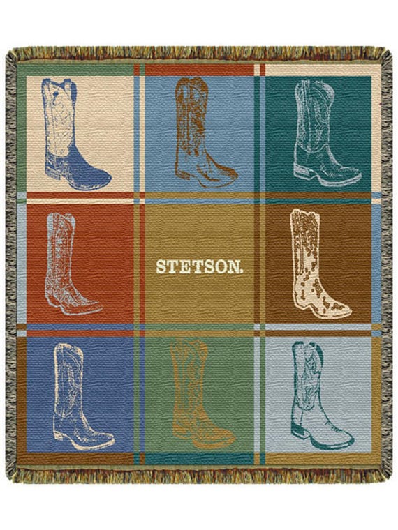 Stetson Cowboy Boots Tapestry Throw - North American Made (52x68 inch)