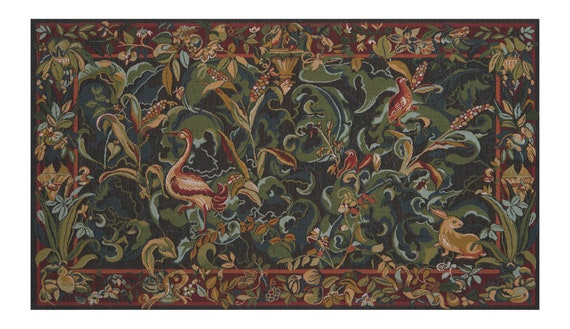 Green Animal Tapestry: Vintage Jacquard Woven Wall Hanging (19x31 inch)