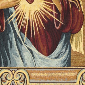 Tapiz italiano del Sagrado Corazón - Arte religioso de pared con Jesús y la Virgen María imagen 4