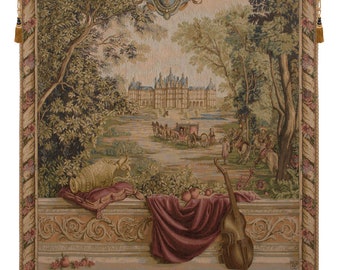 Verdure au Chateau I European Wall Tapestry - Castle Decorative Wall Art- Royal Residence French Wall Tapestry - Woven Jacquard Wall Hanging