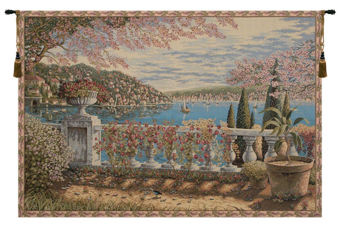 Giardino Sul Lago European Wall Tapestry Lake Como Wall Decor Art Woven Italian Wall Tapestry Floral Blossom Decorative Wall Hanging Etsy