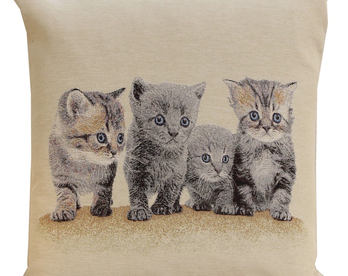 Kitten Tapestry Pillow Cover: Woven Throw Pillow Case (18x18 inch)