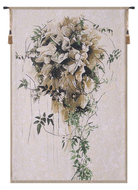 Elegant European Bride's Bouquet Wall Tapestry - Romantic Floral Belgian Hanging Decor for Wedding